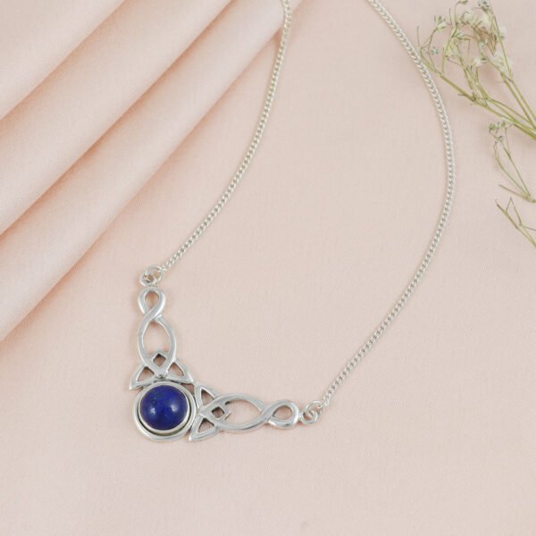 Celtic-Inspired Sterling Silver Pendant with Purple Teardrop Stone - Image 2