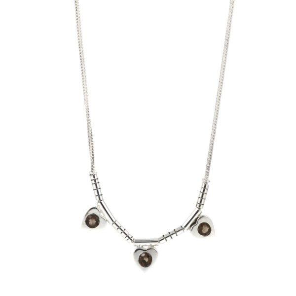 Elegant Sterling Silver Pendant with Triple Black Stone Drops